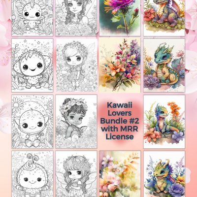 Kawaii Baby Alien Monsters, Flowers & Hearts Bundle - PLR Master Resell Right